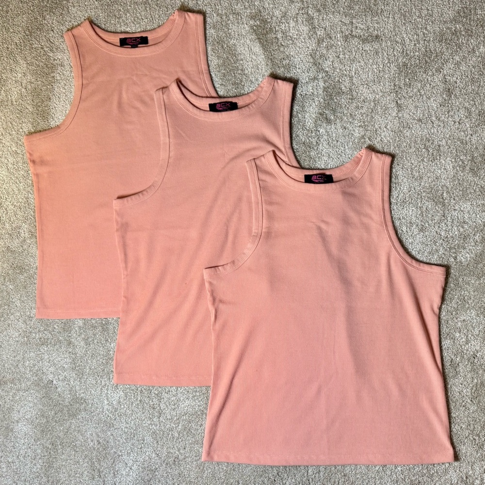 3-pack of ribbed sport tank top high neck